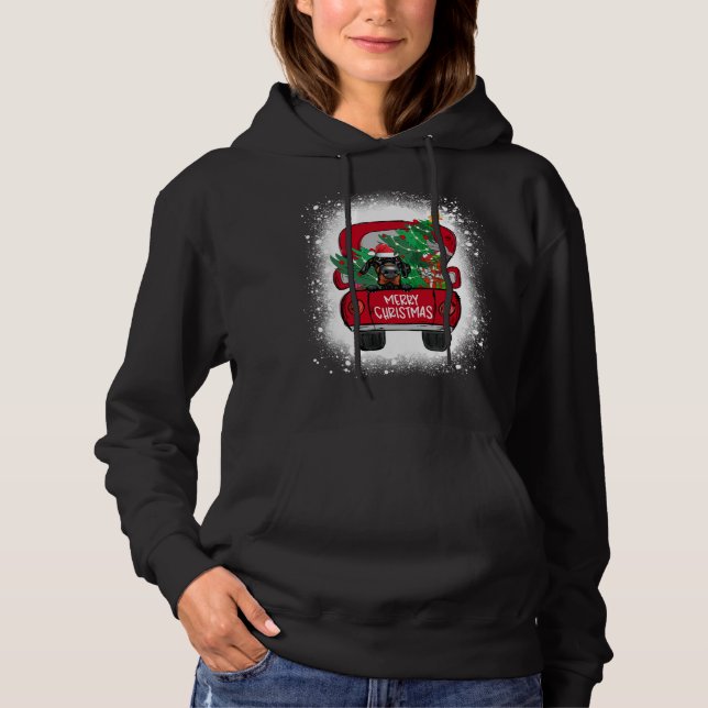 Cute Doberman Pinscher Red Truck Merry Christmas B Hoodie (Front)