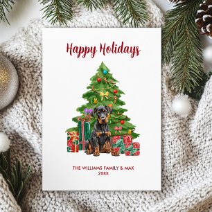 Cute Dobermann Dog Family Christmas Holiday Card