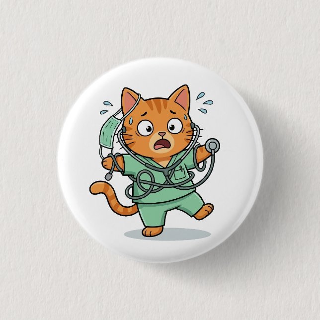 Cute Doctor Cat Button (Front)