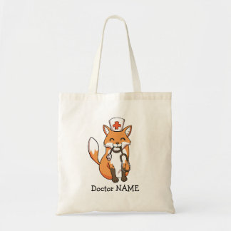 Cute Doctor Fox Drawing Personalised Tote Bag