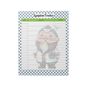 Cute Doctor Gnome Themed Symptom Tracker Notepad