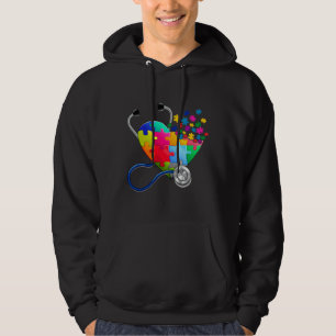 Cute Doctor Heart Puzzle Autism Awareness Men Wome Hoodie