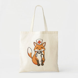 Cute Doctor Nurse Fox Stethoscope Drawing Tote Bag