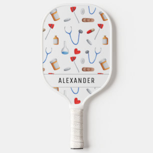 Cute Doctor Nurse Medical Equipment Pattern Pickleball Paddle