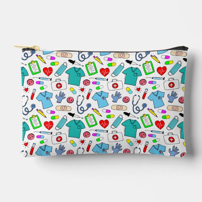 Cute Doctor Nurse Medical Supplies Pattern Accessory Pouch (Front)