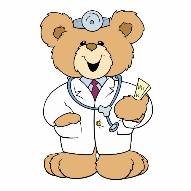 Cute Doctor Teddy Bear Standing Photo Sculpture (Front)