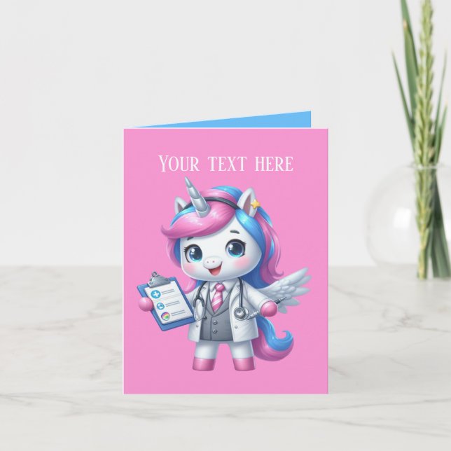 Cute Doctor unicorn add message Card (Front)