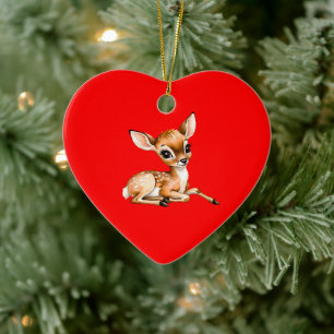 Cute Doe Chilling Out, Deer Lover Gift, Ceramic Tree Decoration