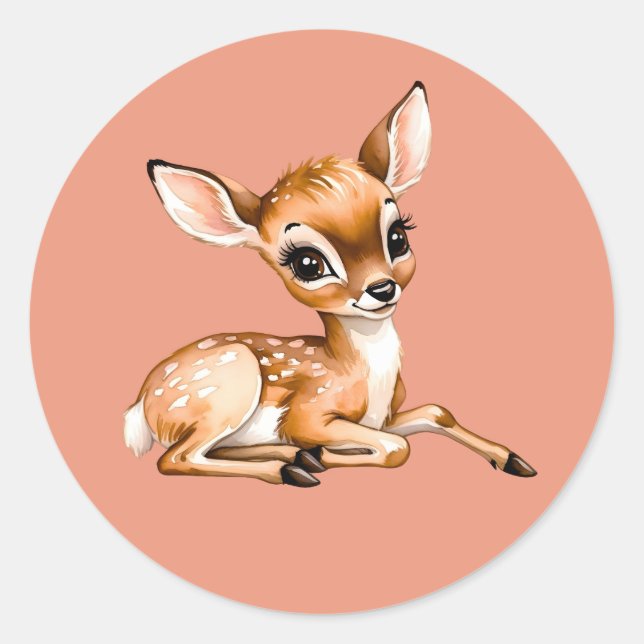 Cute Doe Chilling Out, Deer Lover Gift, Classic Round Sticker (Front)