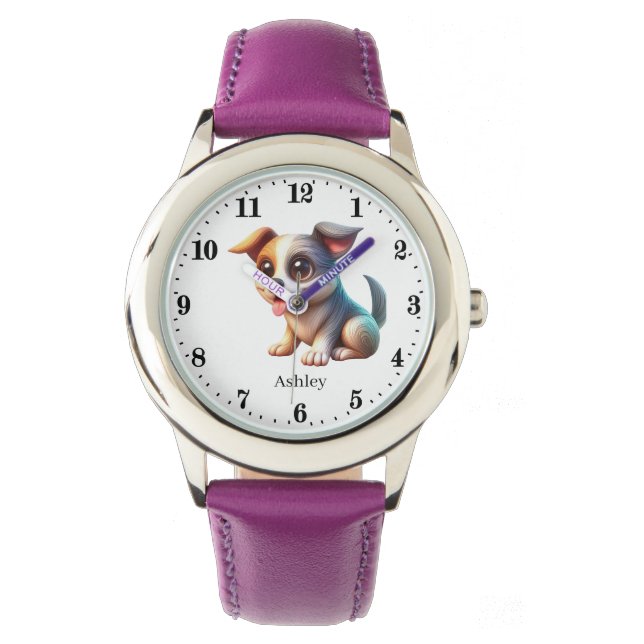 Cute Dog add name Watch (Front)