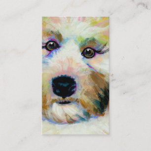 Cute dog adorable face fun colourful art painting business card