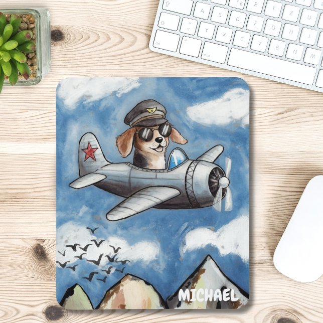 Cute Dog Aeroplane,Clouds Mountains,Custom Aviator Mouse Mat (Creator Uploaded)