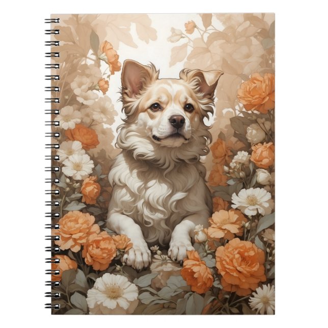 cute dog among flowers notebook (Front)