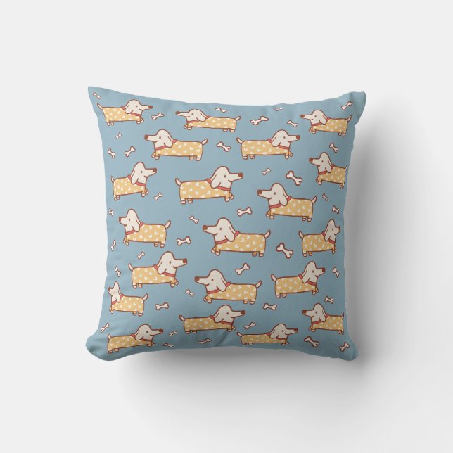 Cute Dog and Bone Seamless Pattern Cushion (Front)