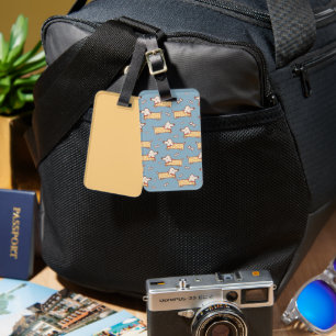 Cute Dog and Bone Seamless Pattern Luggage Tag