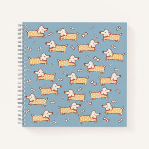 Cute Dog and Bone Seamless Pattern Notebook