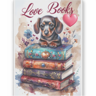 Cute Dog and Books Stickers Dog Stickers