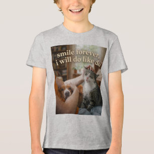 Cute Dog and Cat Being Petted Funny Quote Graphic Tri-Blend Shirt