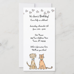 Cute Dog and Cat Birthday Invitation