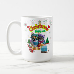 Cute dog and cat Christmas squad design  Coffee Mug