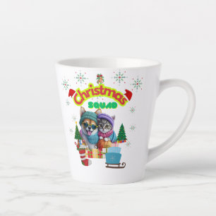 Cute dog and cat Christmas squad design  Latte Mug