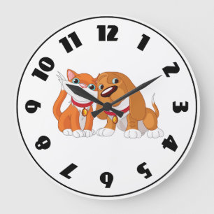 Cute Dog And Cat Clock