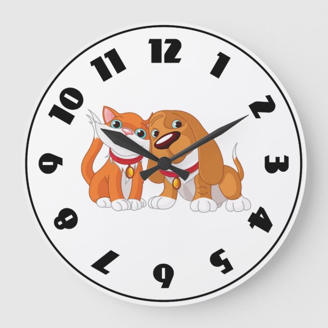 Cute Dog And Cat Clock (Front)