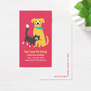Cute Dog and Cat Colourful Pet Care Business Card