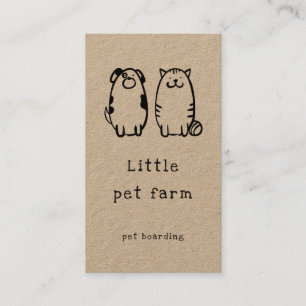 cute dog and cat doodle pet boarding business card