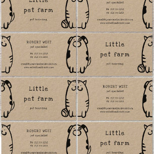 cute dog and cat doodle pet boarding business card