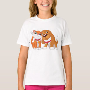 Cute Dog And Cat Girls T-Shirt