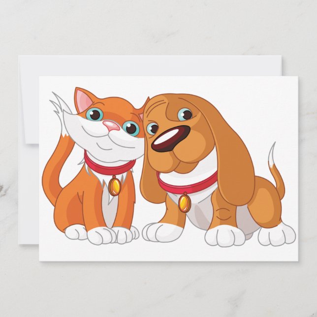 Cute Dog And Cat Invitations (Front)