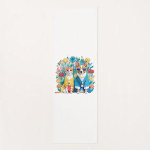 Cute dog and cat newlyweds wearing Korean hanbok. Yoga Mat