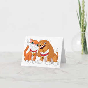 Cute Dog And Cat Note Cards