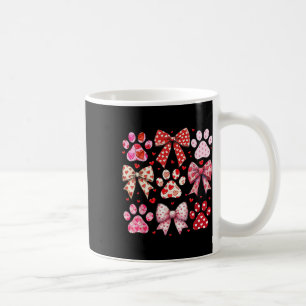 Cute Dog And Cat Paw Valentines Day Coquette Bow Coffee Mug