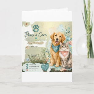 Cute Dog And Cat Pet Sitter Dog Walker Greeting Card