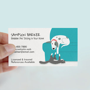 Cute Dog and Cat Pet Sitting Animal Care Business Card