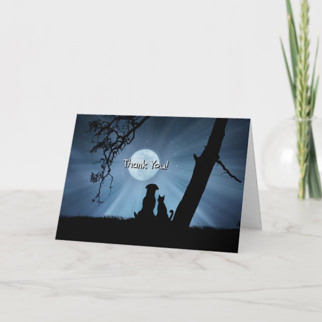 Cute Dog and Cat Thank you For Pet Sitting Card (Front)