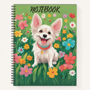 Cute Dog and Roses Personalised Notebook - Perfect