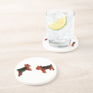 Cute Dog Art Terriers Fun Coaster