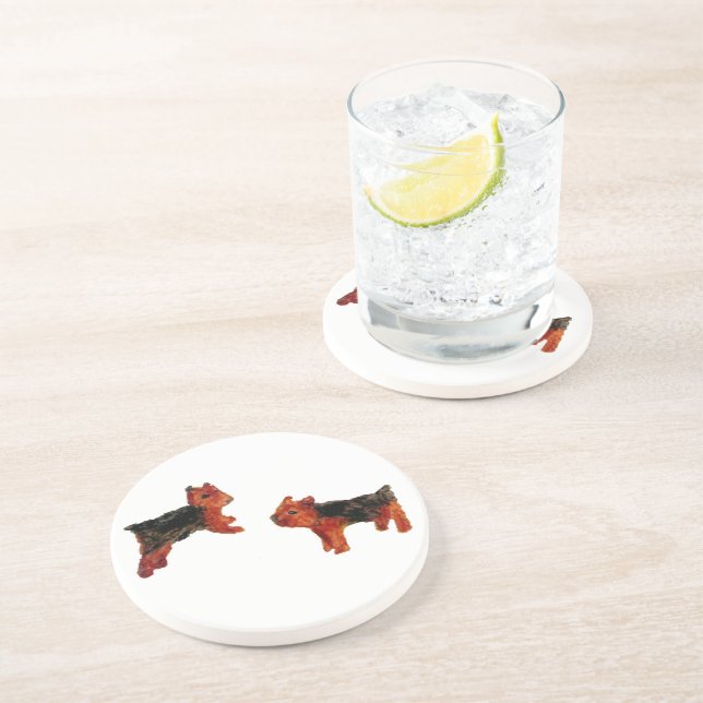 Cute Dog Art Terriers Fun Coaster (Side)