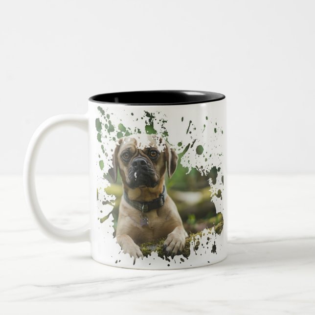 Cute Dog Artwork Two-Tone Coffee Mug (Left)