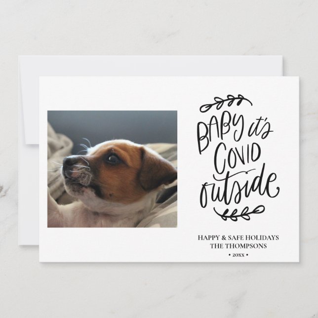 Cute Dog | Baby its COVID Outside Christmas Holiday Card (Front)