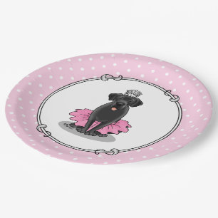 Cute Dog Ballet Princess Black Labrador Retriever  Paper Plate