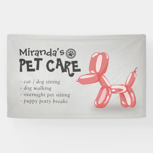 Cute Dog Balloon Pet Care Grooming Sitting Bathing Banner Zazzle