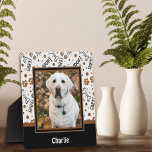 Cute Dog Bark Bones Photo Customised Name Plaque<br><div class="desc">Fun Dog Bark Woof Pattern Photo Name Plaque– colourful and stylish artwork perfect for the pets. These fun personalised photo easel plaques make great keepsakes for family, friends, coworkers, teachers, etc.. The perfect gift for all of your Valentines who love their dogs. More modern, floral and motivational plaques in my...</div>