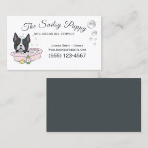 Cute Dog Bath Grooming Service Business Card
