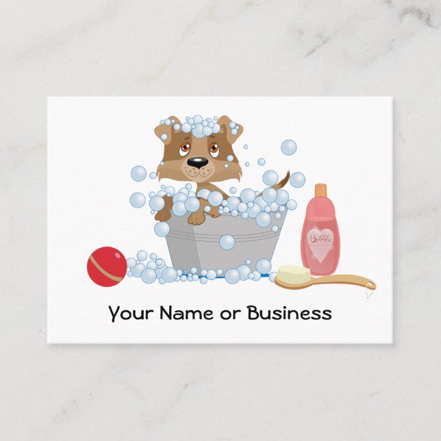 Cute Dog Bath Pet Grooming Puppy Business Card (Front)