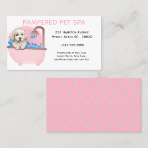 Cute Dog Bath Pink Pet Groomer Business Card