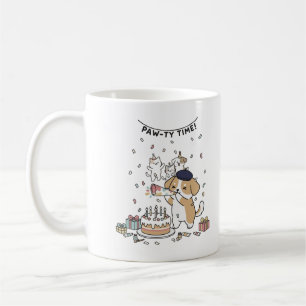 Cute Dog Birthday Celebration Playful Party Coffee Mug